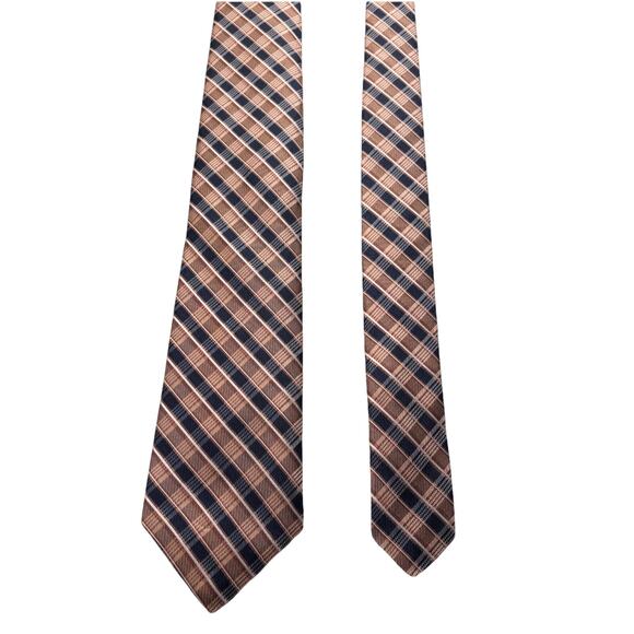 MICHAEL KORS Vintage‎ 100% Silk Necktie Designer Plaid Orange W3.25 L53 (212) - Picture 3 of 4